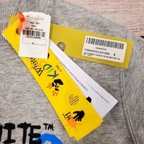 Off-White Kids Graphic Sun & Peace Logo Print High Neck Tee Sweatshirt S… - Picture 3 of 9